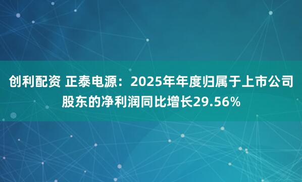 创利配资 正泰电源：2025年年度归属于上市公司股东的净利润同比增长29.56%